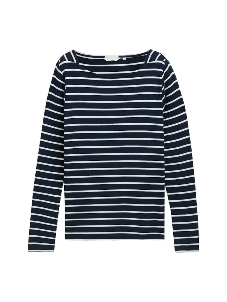 Gestreiftes Langarmshirt mit Bio-Baumwolle navy white stripe
