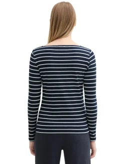 Gestreiftes Langarmshirt mit Bio-Baumwolle navy white stripe