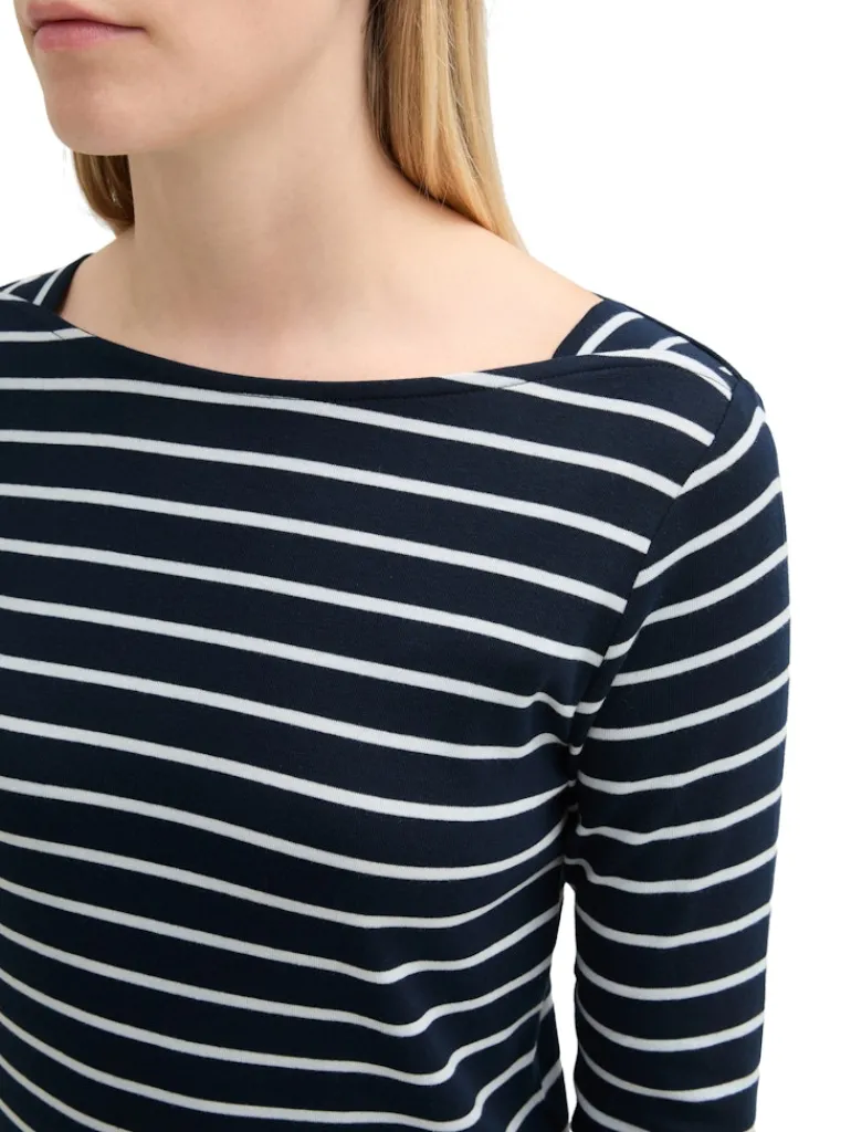 Gestreiftes Langarmshirt mit Bio-Baumwolle navy white stripe