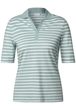 Gestreiftes Piquée Poloshirt cool salvia green