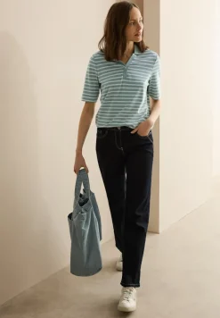 Gestreiftes Piquée Poloshirt cool salvia green
