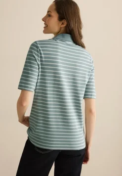 Gestreiftes Piquée Poloshirt cool salvia green