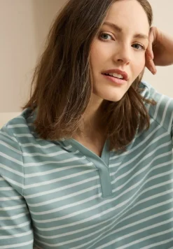 Gestreiftes Piquée Poloshirt cool salvia green