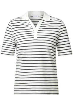 Gestreiftes Piquée Poloshirt vanilla white