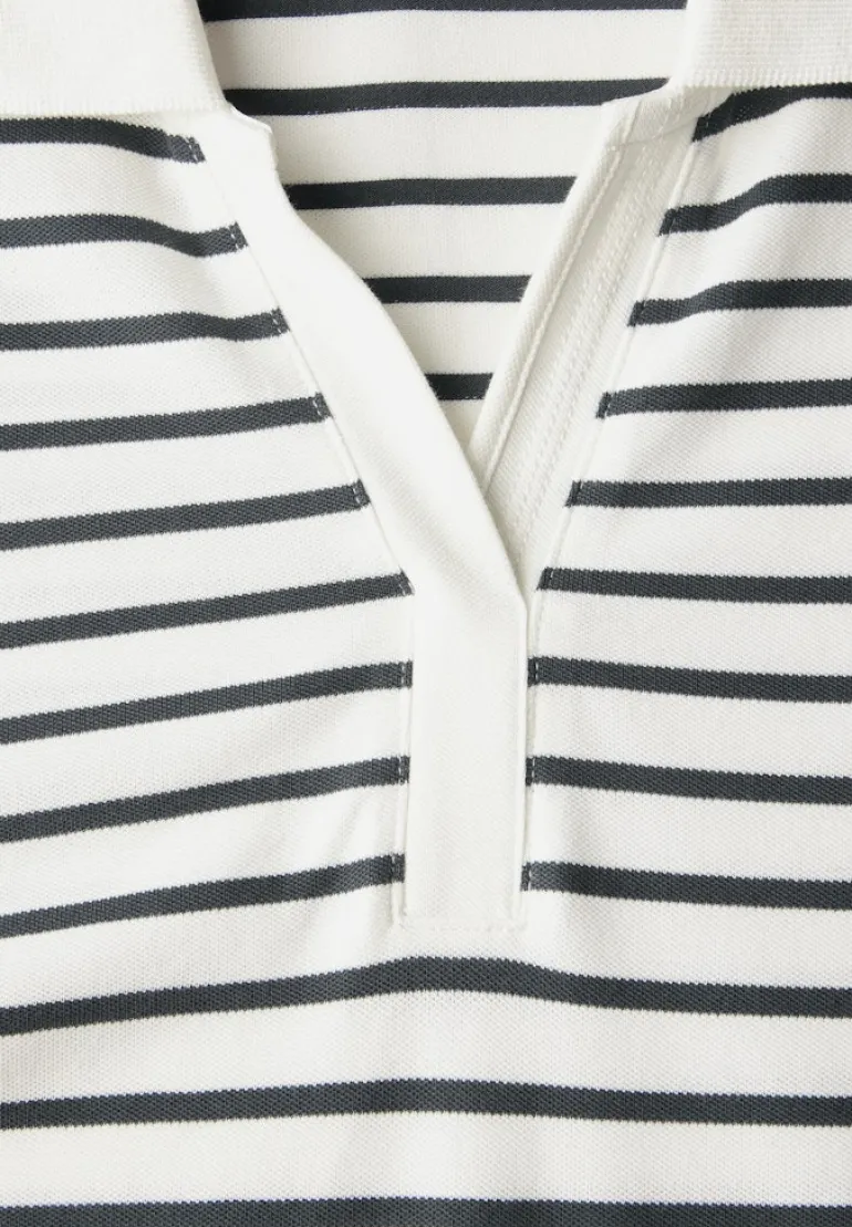 Gestreiftes Piquée Poloshirt vanilla white