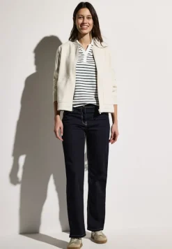 Gestreiftes Piquée Poloshirt vanilla white