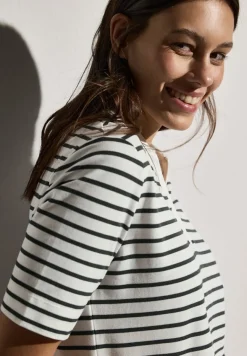 Gestreiftes Piquée Poloshirt vanilla white