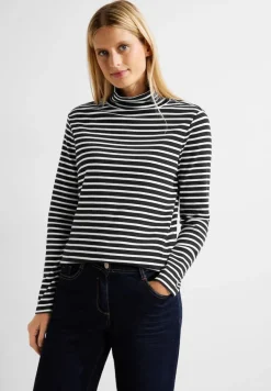 Gestreiftes Rollkragenshirt black