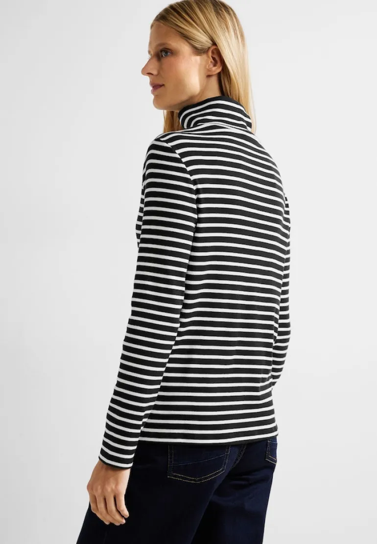 Gestreiftes Rollkragenshirt black