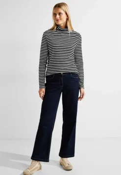 Gestreiftes Rollkragenshirt black