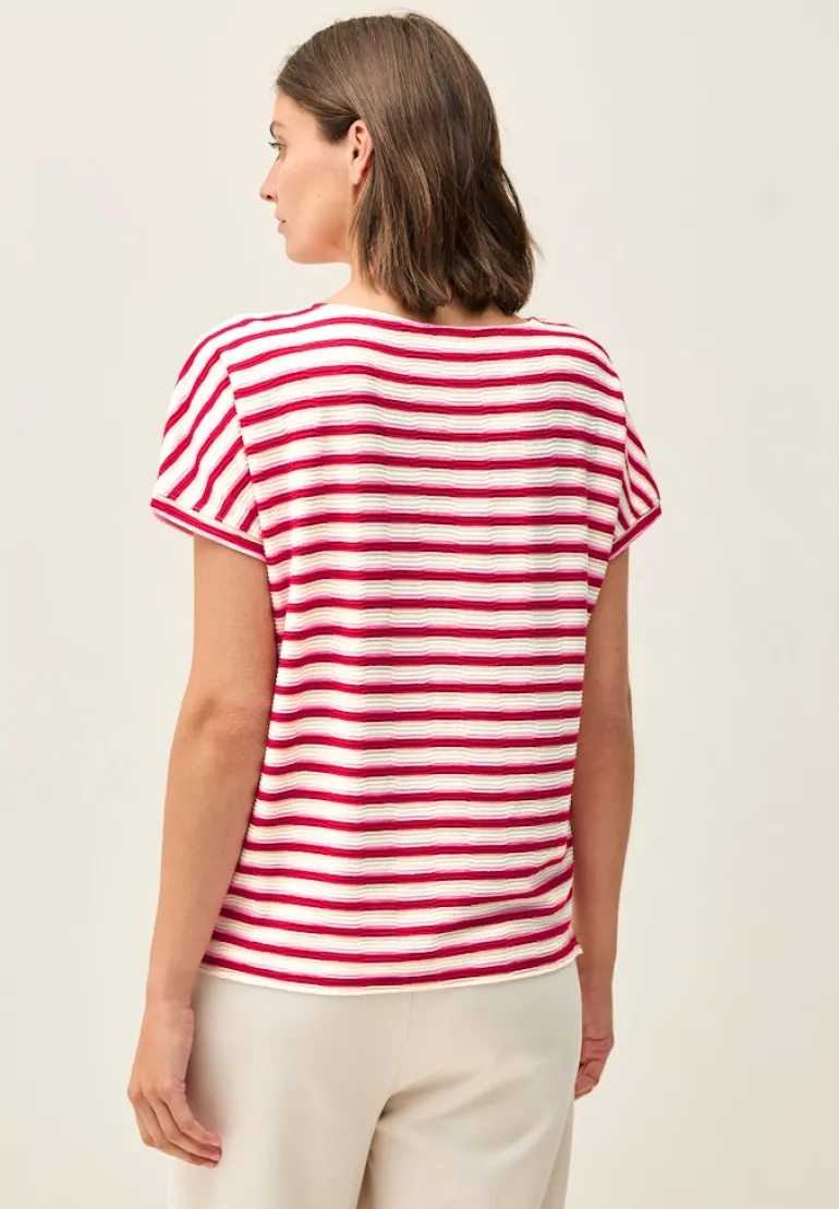 Gestreiftes Strukturshirt glazed apple red