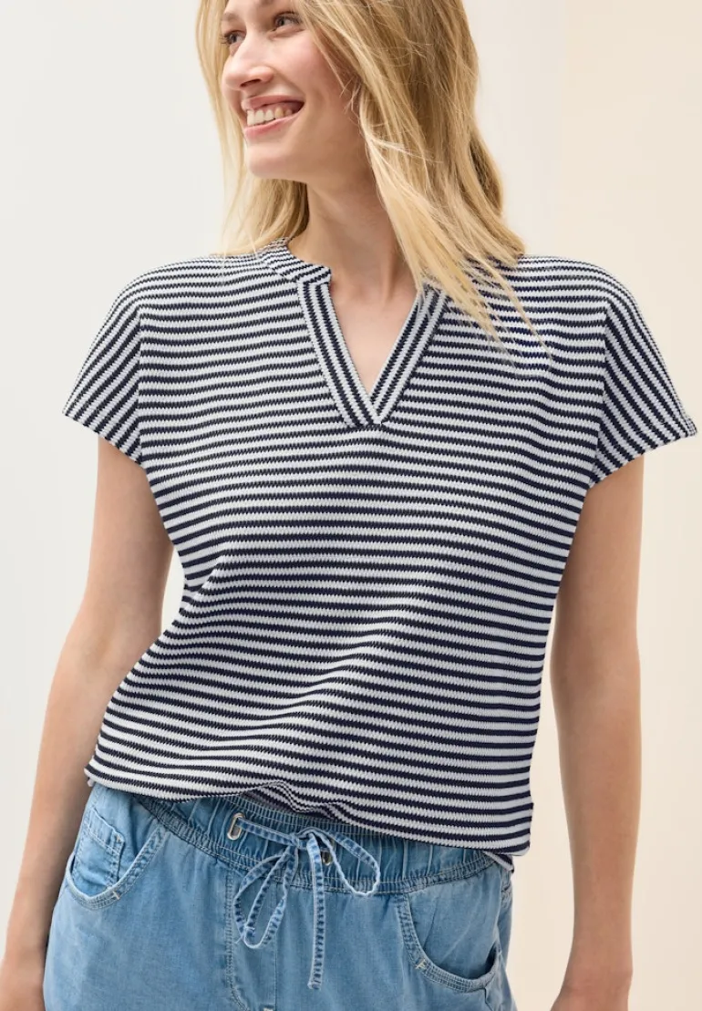 Gestreiftes Strukturshirt urban navy blue