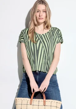 Gestreiftes T-Shirt cool khaki