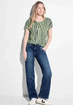 Gestreiftes T-Shirt cool khaki