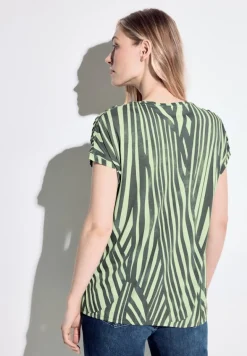 Gestreiftes T-Shirt cool khaki