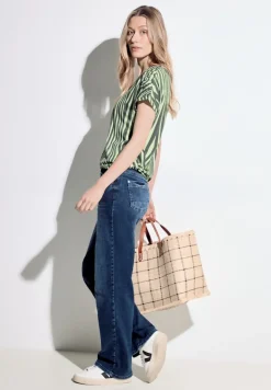 Gestreiftes T-Shirt cool khaki