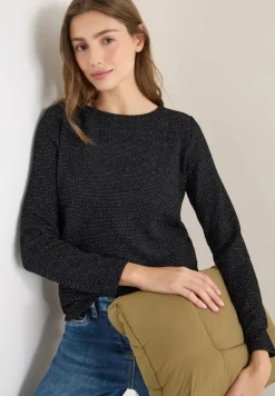 Glitzer Strukturshirt black