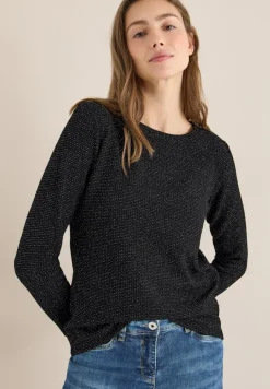 Glitzer Strukturshirt black