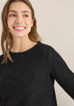 Glitzer Strukturshirt black