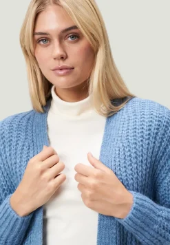 Grobstrickjacke offener Style middle blue melange