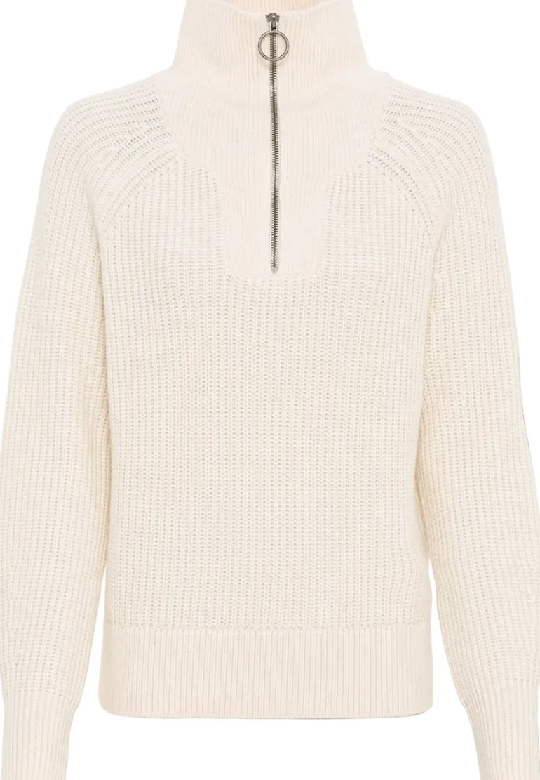 Grobstrickpullover mit Wollanteil creme