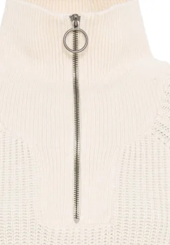 Grobstrickpullover mit Wollanteil creme
