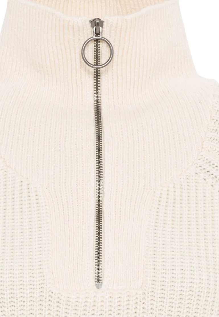 Grobstrickpullover mit Wollanteil creme