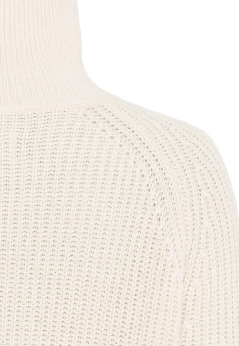 Grobstrickpullover mit Wollanteil creme