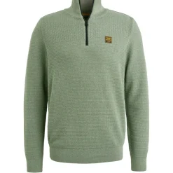 Half zip collar cotton mouline quiet green