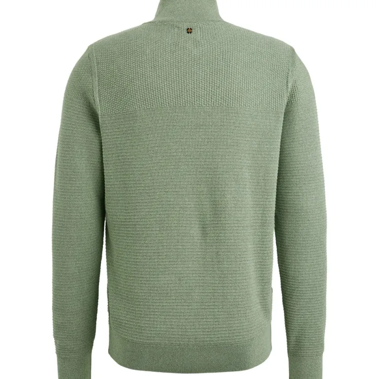 Half zip collar cotton mouline quiet green