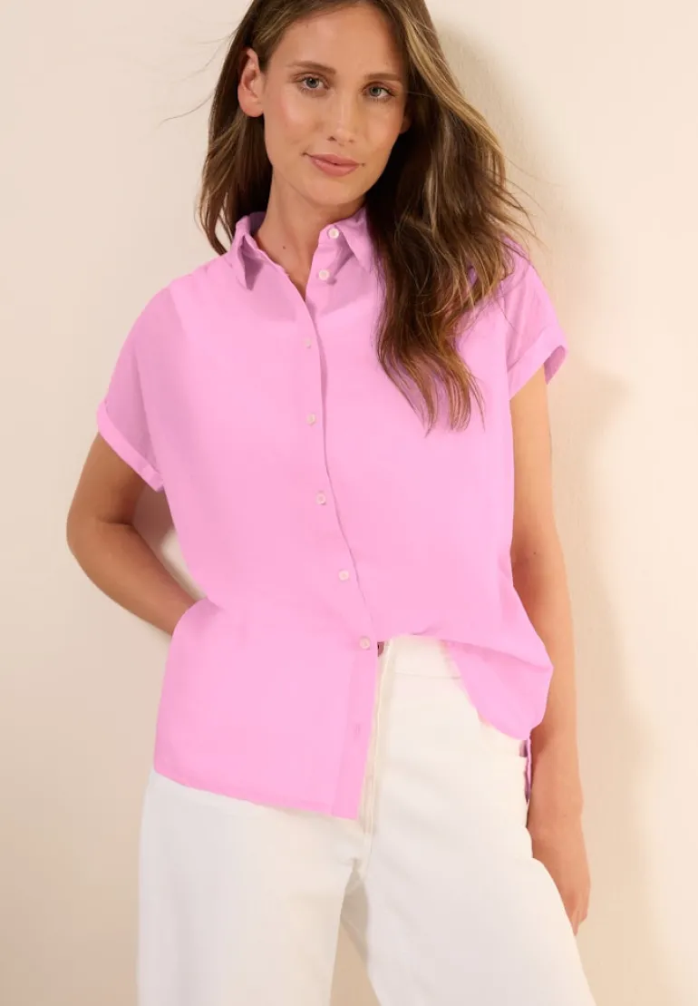Hemdbluse in Unifarbe cherry blossom pink