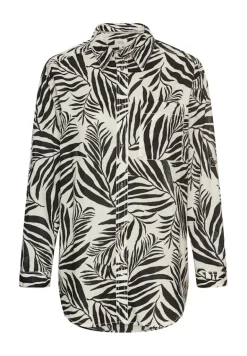 Hemdbluse mit Blumenprint aus Baumwolle aop