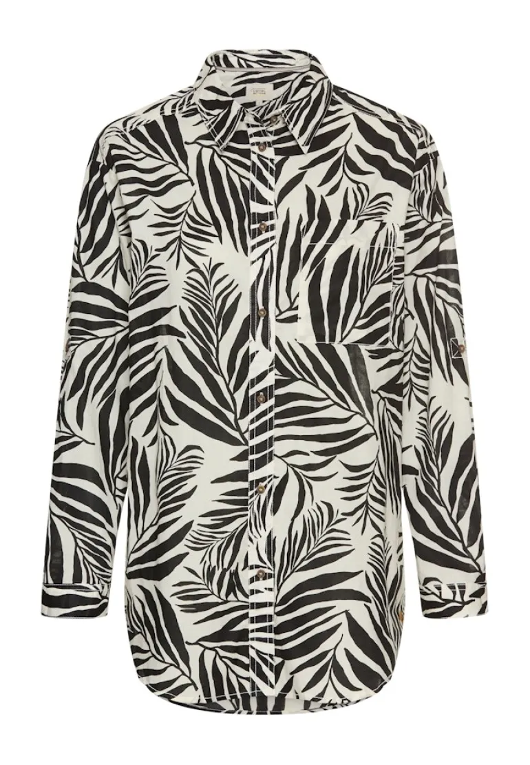 Hemdbluse mit Blumenprint aus Baumwolle aop
