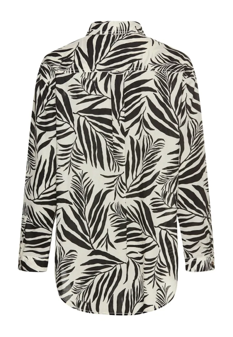 Hemdbluse mit Blumenprint aus Baumwolle aop