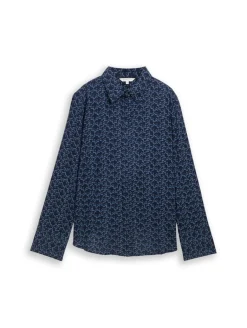 Hemdbluse mit Muster small blue wave print