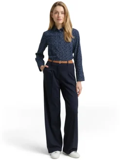 Hemdbluse mit Muster small blue wave print