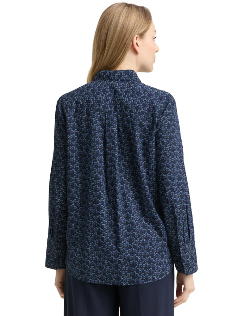Hemdbluse mit Muster small blue wave print