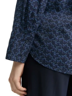 Hemdbluse mit Muster small blue wave print