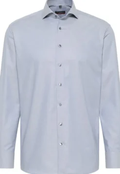 Hemd Fischgrat Langarm graublau