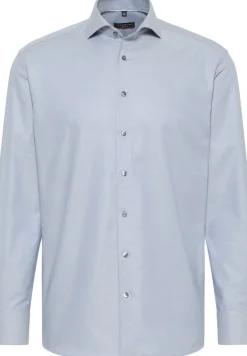 Hemd Fischgrat Langarm graublau