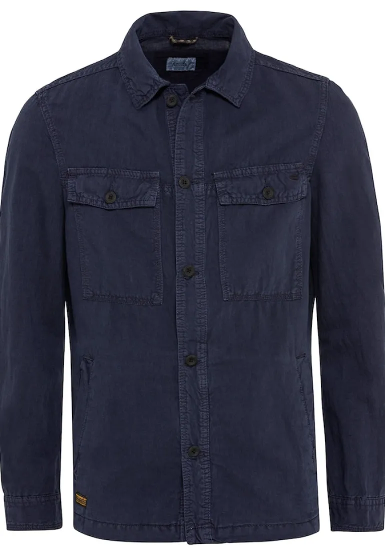 Hemdjacke aus Baumwoll-Leinenmix night blue