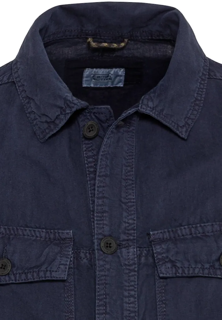 Hemdjacke aus Baumwoll-Leinenmix night blue