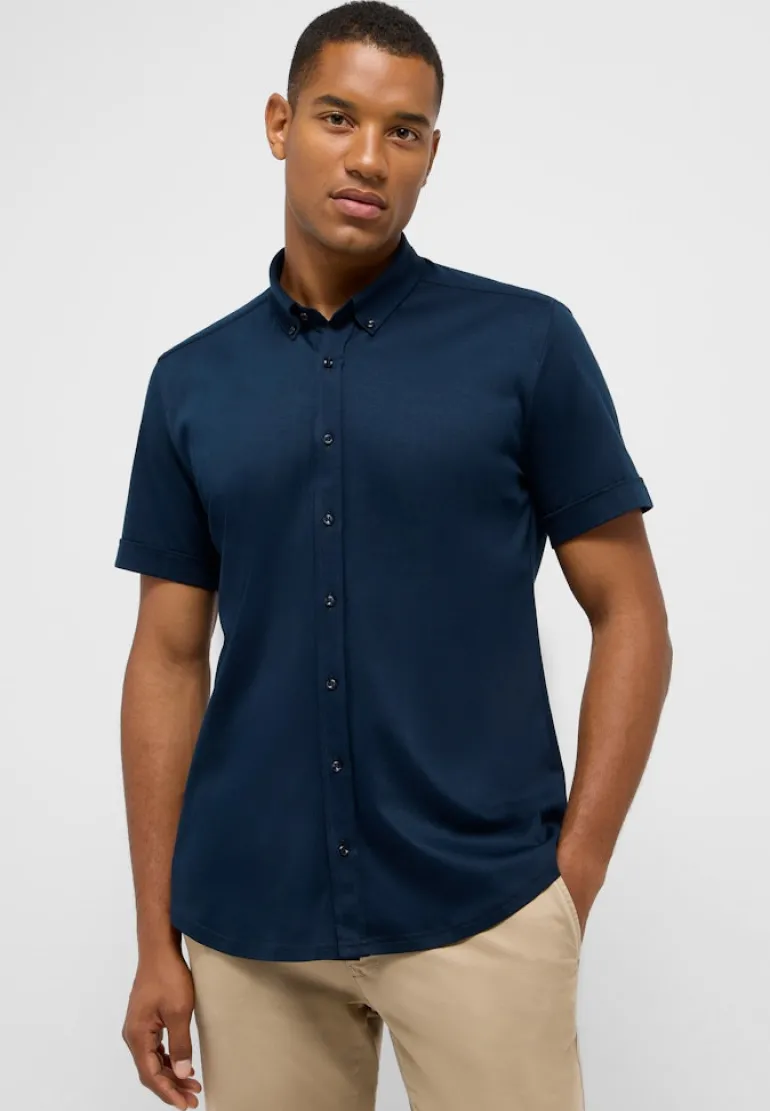 Hemd Jersey Kurzarm dunkelblau
