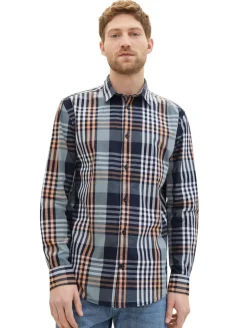 Hemd mit Karomuster navy orange mint big check