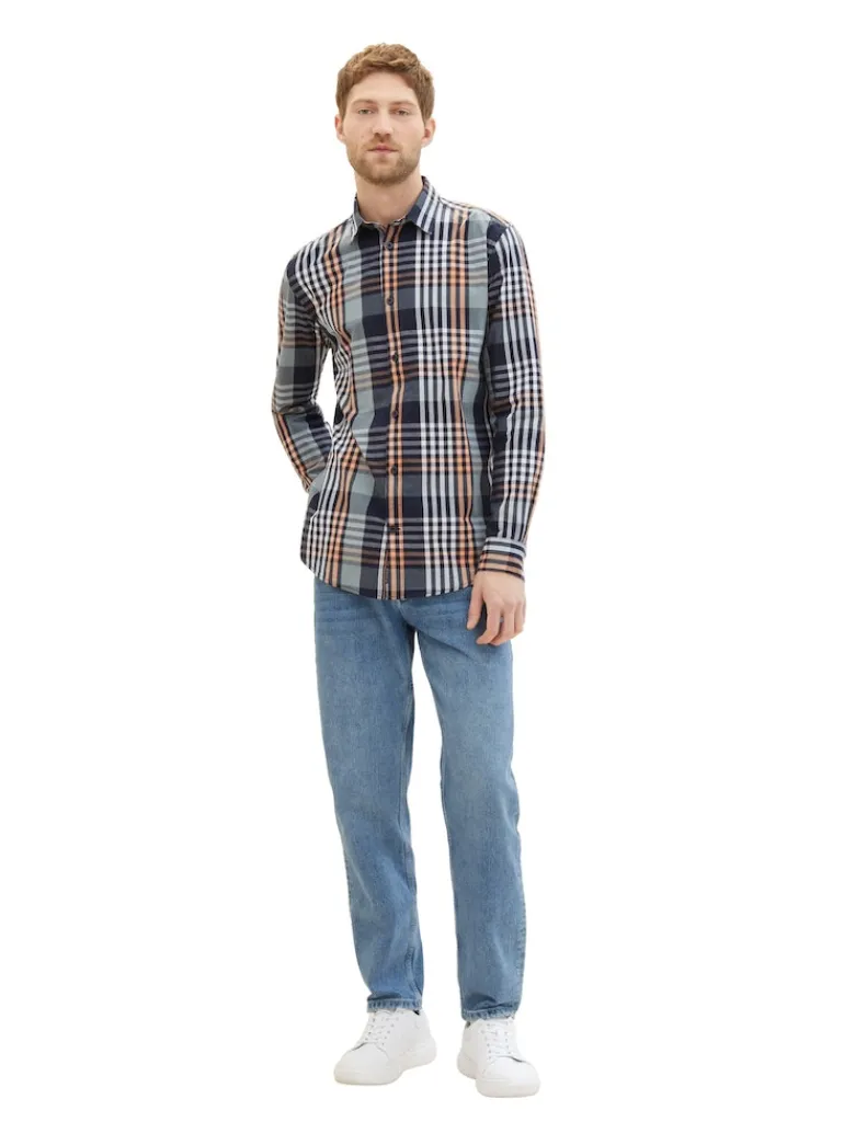Hemd mit Karomuster navy orange mint big check