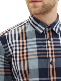 Hemd mit Karomuster navy orange mint big check