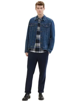 Hemd mit Leinen navy linen check