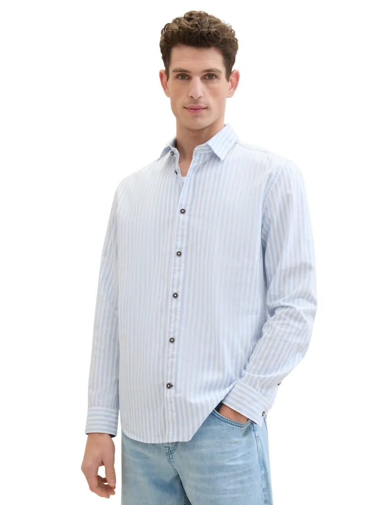 Hemd mit Streifenmuster blue white dobby stripe