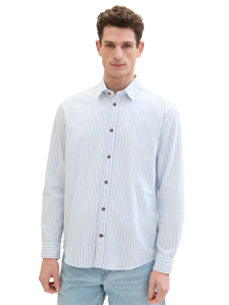 Hemd mit Streifenmuster blue white dobby stripe