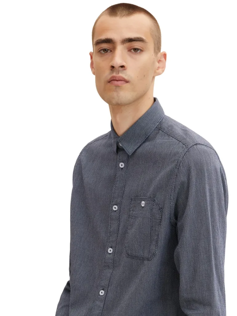 Hemd mit Struktur navy white structure